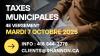 TAXES MUNICIPALES : PROCHAIN VERSEMENT LE 7 OCTOBRE
