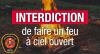 DANGER D'INCENDIE EXTRÊME | Avis d'interdiction de faire tous types de feux extérieurs 